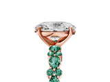 Rose gold Oval Cut Diamond Side Stone Solitaire Ring with Round with Green Sapphire side stone and Four-Prong Setting_5