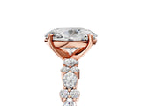 Rose gold Oval Cut Diamond Side Stone Solitaire Ring with Round with Moissanite side stone and Four-Prong Setting_5