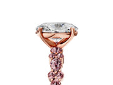 Rose gold Oval Cut Diamond Side Stone Solitaire Ring with Round with Morganite side stone and Four-Prong Setting_5