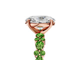 Rose gold Oval Cut Diamond Side Stone Solitaire Ring with Round with Peridot side stone and Four-Prong Setting_5