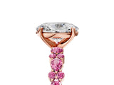 Rose gold Oval Cut Diamond Side Stone Solitaire Ring with Round with Pink Sapphire side stone and Four-Prong Setting_5