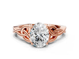Rose gold Oval Cut Diamond Solitaire Celtic Knot Ring with Four-Prong Setting_80