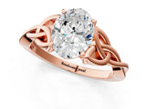 Rose gold Oval Cut Diamond Solitaire Celtic Knot Ring with Four-Prong Setting_81