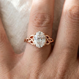 Rose gold Oval Cut Diamond Solitaire Engagement Ring with Celtic Knot Band and Four-Prong Setting_81