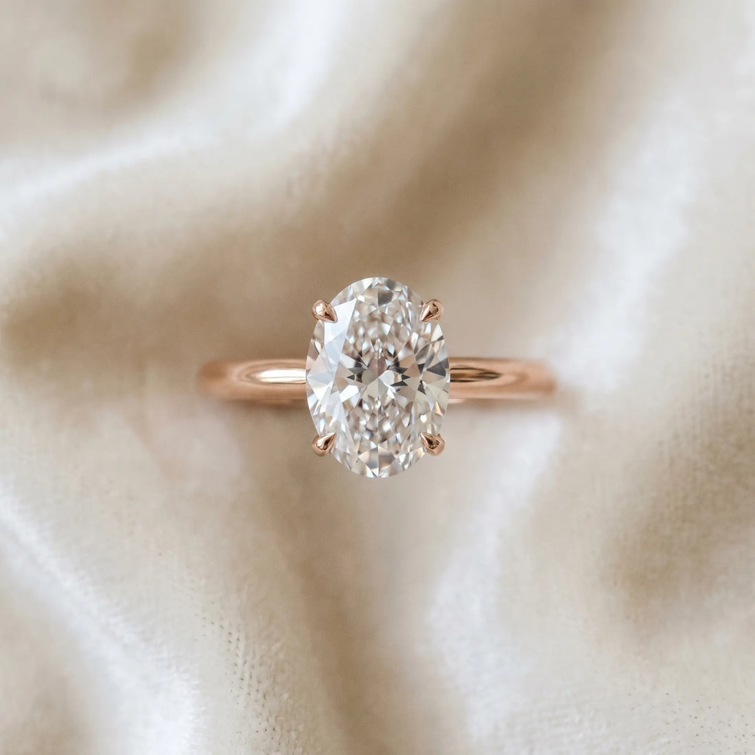 Rose gold Oval Cut Diamond Solitaire Engagement Ring with Classic Band and Four-Prong Setting_137