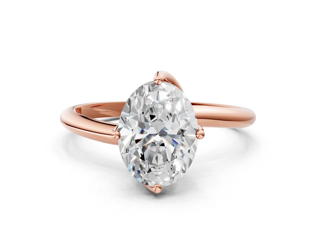 Rose gold Oval Cut Diamond Solitaire Engagement Ring with Four-Prong Setting and Classic Band_20