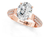 Rose gold Oval Cut Diamond Solitaire Engagement Ring with Pavé Band and Four-Prong Setting_1