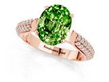 Rose gold Oval Cut Diamond Solitaire Engagement Ring with Pavé Band and Four-Prong Setting_1