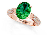 Rose gold Oval Cut Diamond Solitaire Engagement Ring with Pavé Band and Four-Prong Setting_1