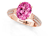 Rose gold Oval Cut Diamond Solitaire Engagement Ring with Pavé Band and Four-Prong Setting_1