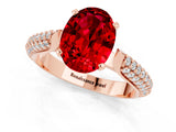 Rose gold Oval Cut Diamond Solitaire Engagement Ring with Pavé Band and Four-Prong Setting_1
