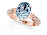 Rose gold Oval Cut Diamond Solitaire Engagement Ring with Pavé Band and Four-Prong Setting_1