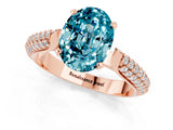 Rose gold Oval Cut Diamond Solitaire Engagement Ring with Pavé Band and Four-Prong Setting_1