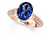 Rose gold Oval Cut Diamond Solitaire Engagement Ring with Pavé Band and Four-Prong Setting_1