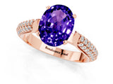 Rose gold Oval Cut Diamond Solitaire Engagement Ring with Pavé Band and Four-Prong Setting_1