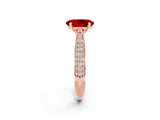 Rose gold Oval Cut Diamond Solitaire Engagement Ring with Pavé Band and Four-Prong Setting_2