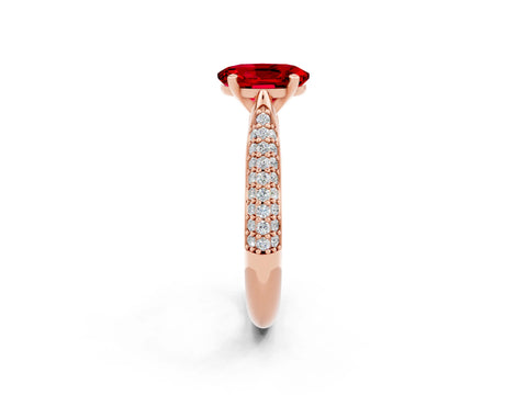 Rose gold Oval Cut Diamond Solitaire Engagement Ring with Pavé Band and Four-Prong Setting_2