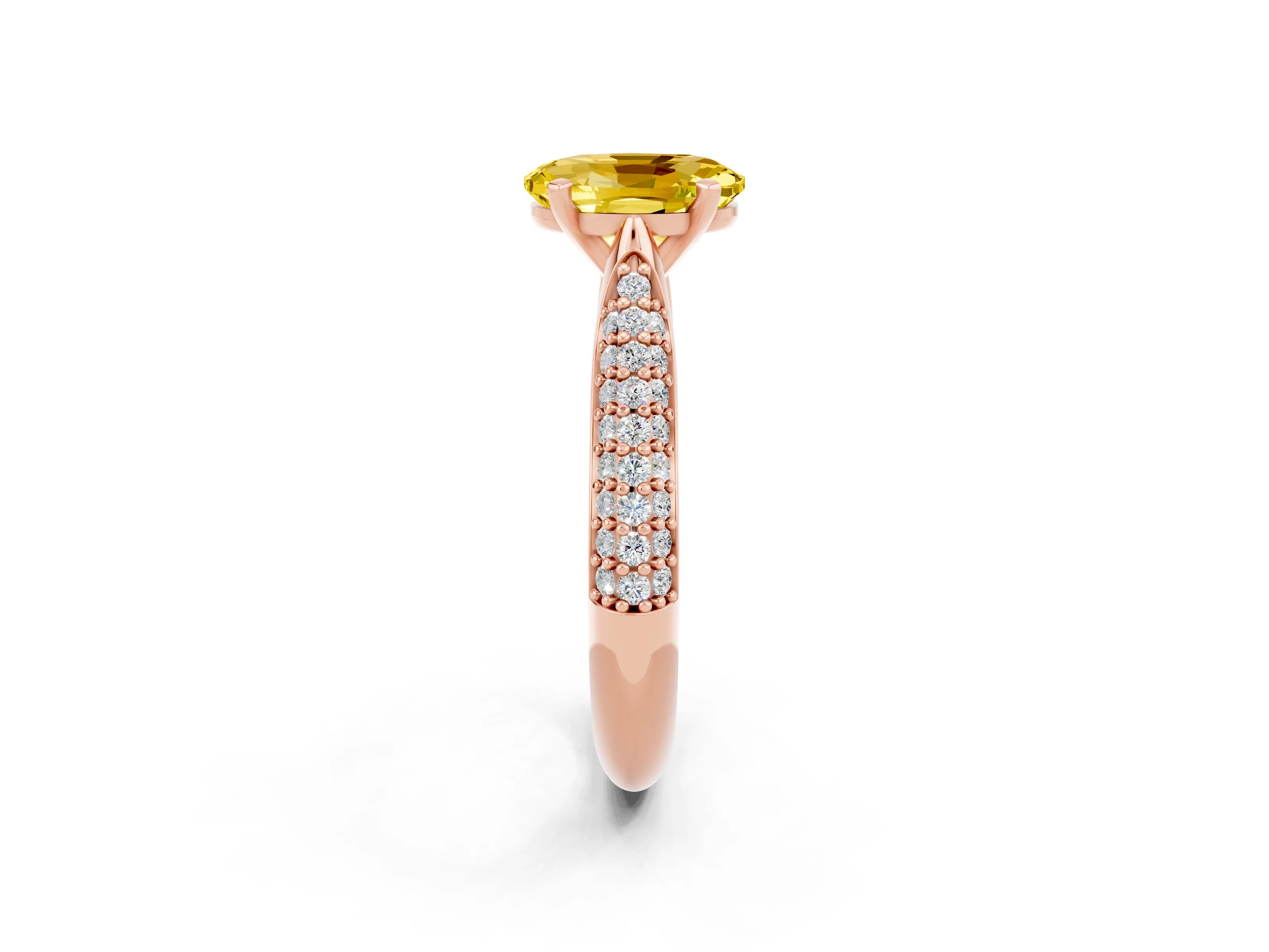 Rose gold Oval Cut Diamond Solitaire Engagement Ring with Pavé Band and Four-Prong Setting_2