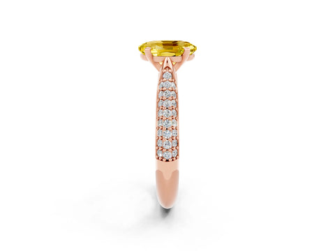 Rose gold Oval Cut Diamond Solitaire Engagement Ring with Pavé Band and Four-Prong Setting_2