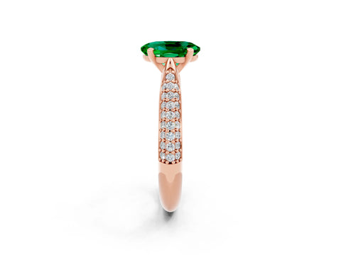Rose gold Oval Cut Diamond Solitaire Engagement Ring with Pavé Band and Four-Prong Setting_2
