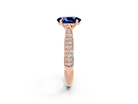 Rose gold Oval Cut Diamond Solitaire Engagement Ring with Pavé Band and Four-Prong Setting_2