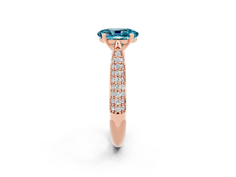 Rose gold Oval Cut Diamond Solitaire Engagement Ring with Pavé Band and Four-Prong Setting_2