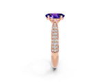 Rose gold Oval Cut Diamond Solitaire Engagement Ring with Pavé Band and Four-Prong Setting_2