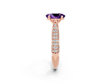 Rose gold Oval Cut Diamond Solitaire Engagement Ring with Pavé Band and Four-Prong Setting_2