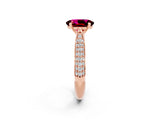 Rose gold Oval Cut Diamond Solitaire Engagement Ring with Pavé Band and Four-Prong Setting_2