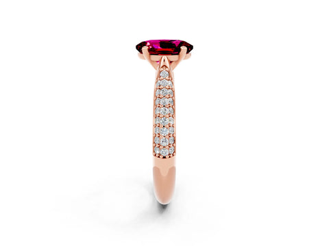 Rose gold Oval Cut Diamond Solitaire Engagement Ring with Pavé Band and Four-Prong Setting_2