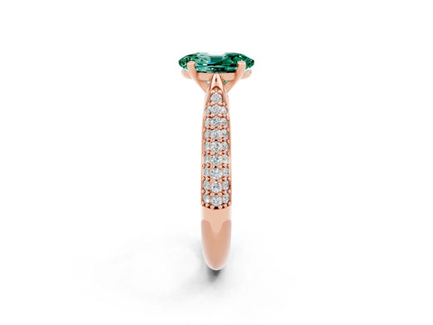 Rose gold Oval Cut Diamond Solitaire Engagement Ring with Pavé Band and Four-Prong Setting_2