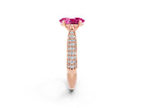 Rose gold Oval Cut Diamond Solitaire Engagement Ring with Pavé Band and Four-Prong Setting_2