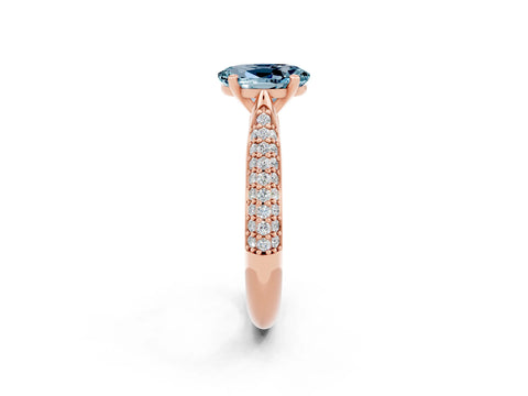 Rose gold Oval Cut Diamond Solitaire Engagement Ring with Pavé Band and Four-Prong Setting_2