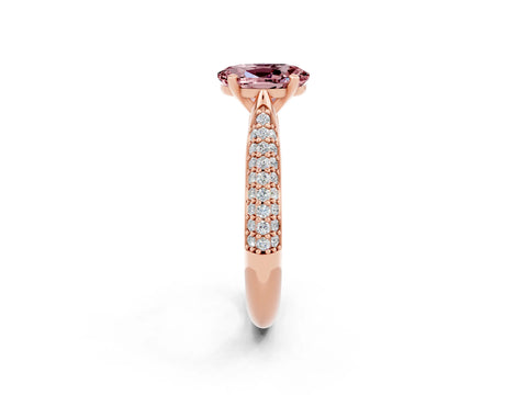 Rose gold Oval Cut Diamond Solitaire Engagement Ring with Pavé Band and Four-Prong Setting_2