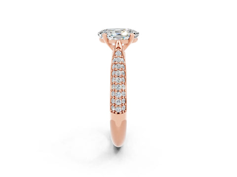 Rose gold Oval Cut Diamond Solitaire Engagement Ring with Pavé Band and Four-Prong Setting_2