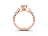 Rose gold Oval Cut Diamond Solitaire Engagement Ring with Pavé Band and Four-Prong Setting_3