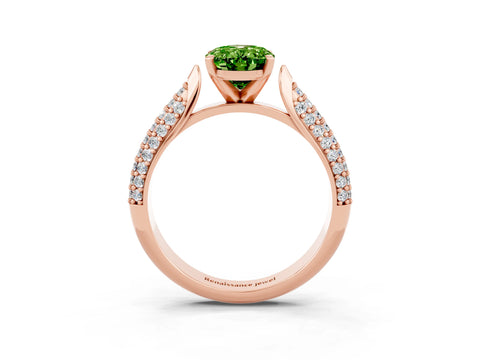 Rose gold Oval Cut Diamond Solitaire Engagement Ring with Pavé Band and Four-Prong Setting_3