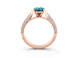 Rose gold Oval Cut Diamond Solitaire Engagement Ring with Pavé Band and Four-Prong Setting_3