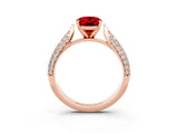 Rose gold Oval Cut Diamond Solitaire Engagement Ring with Pavé Band and Four-Prong Setting_3