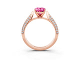 Rose gold Oval Cut Diamond Solitaire Engagement Ring with Pavé Band and Four-Prong Setting_3