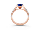 Rose gold Oval Cut Diamond Solitaire Engagement Ring with Pavé Band and Four-Prong Setting_3