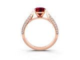 Rose gold Oval Cut Diamond Solitaire Engagement Ring with Pavé Band and Four-Prong Setting_3