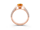 Rose gold Oval Cut Diamond Solitaire Engagement Ring with Pavé Band and Four-Prong Setting_3