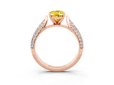 Rose gold Oval Cut Diamond Solitaire Engagement Ring with Pavé Band and Four-Prong Setting_3