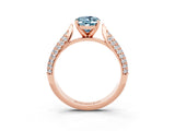 Rose gold Oval Cut Diamond Solitaire Engagement Ring with Pavé Band and Four-Prong Setting_3