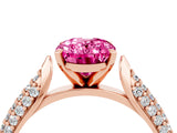 Rose gold Oval Cut Diamond Solitaire Engagement Ring with Pavé Band and Four-Prong Setting_4