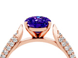 Rose gold Oval Cut Diamond Solitaire Engagement Ring with Pavé Band and Four-Prong Setting_4