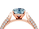 Rose gold Oval Cut Diamond Solitaire Engagement Ring with Pavé Band and Four-Prong Setting_4