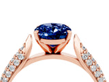 Rose gold Oval Cut Diamond Solitaire Engagement Ring with Pavé Band and Four-Prong Setting_4