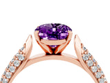 Rose gold Oval Cut Diamond Solitaire Engagement Ring with Pavé Band and Four-Prong Setting_4